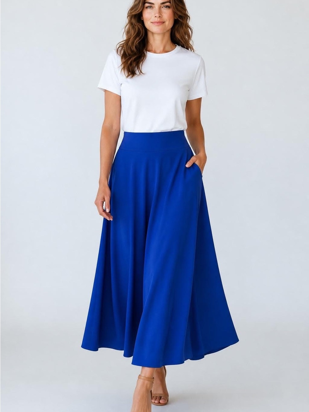 Elegant Wide-Leg Maxi Skirt in Royal Blue